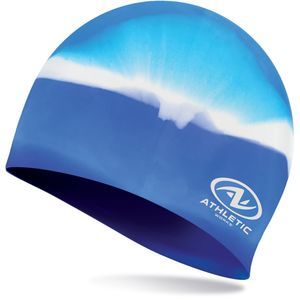 Athletic Works Junior Size Blue Multi Silicone Swim Cap New